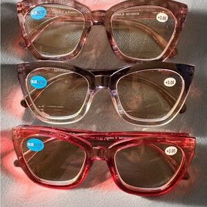 NEW 3 PACK BLUE LIGHT FILTER OVERSIZED OPRAH STYLE RETRO READING GLASSES